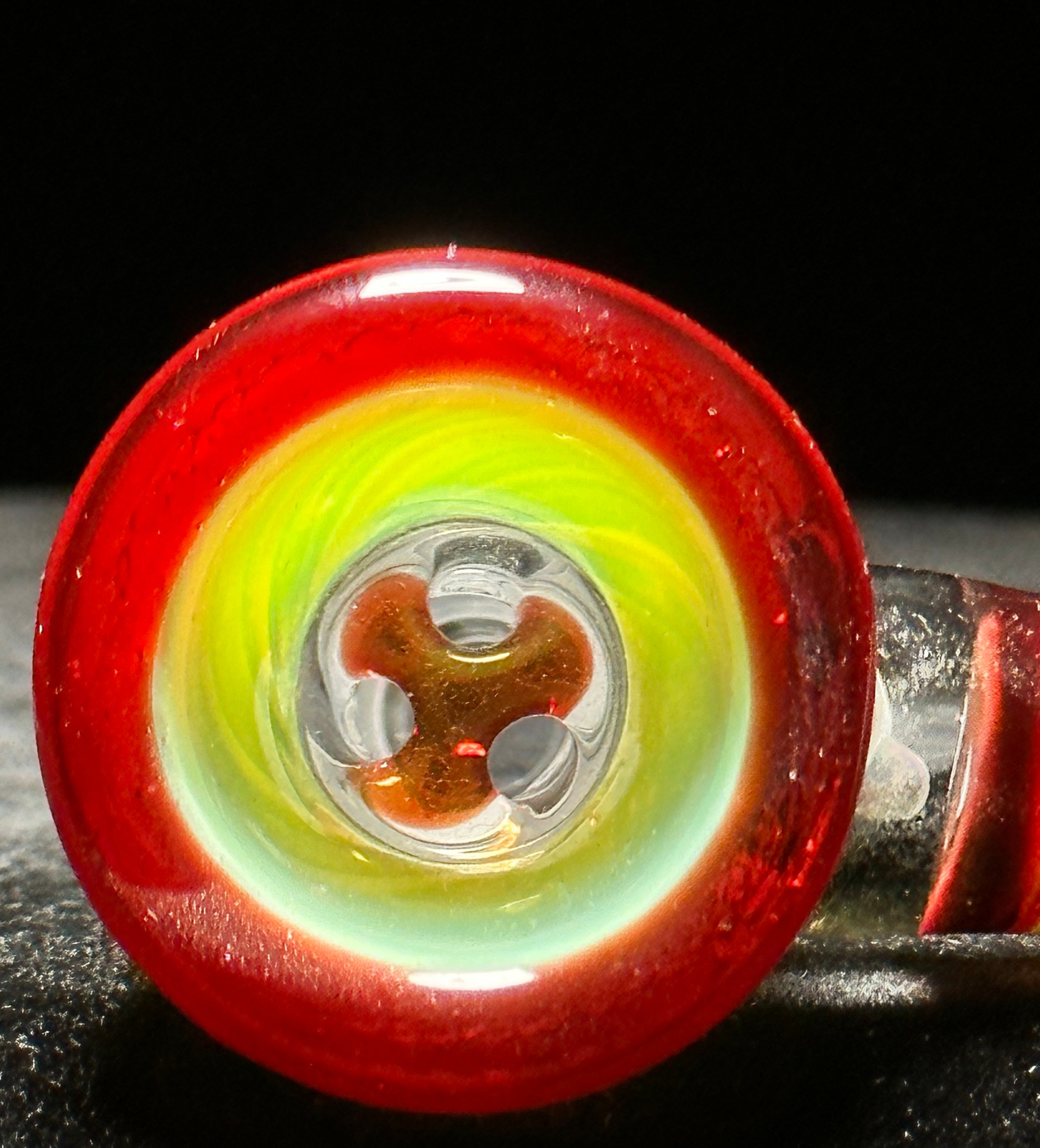 Mary Blows Glass Green-Red Martini Horn Handle 14mm