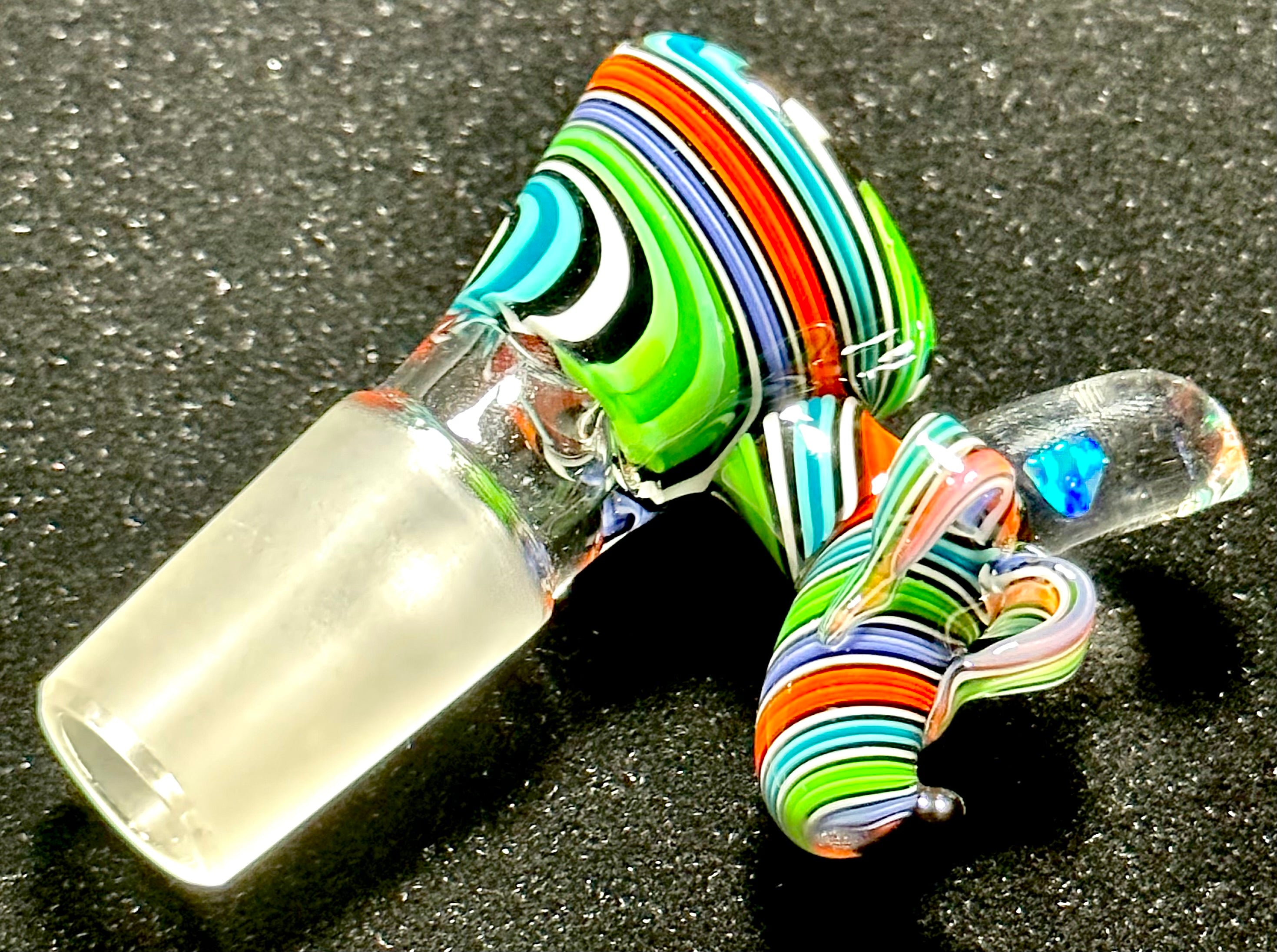 Dippy Glass 18mm Green, Blue & Red Swirl Nana Slide