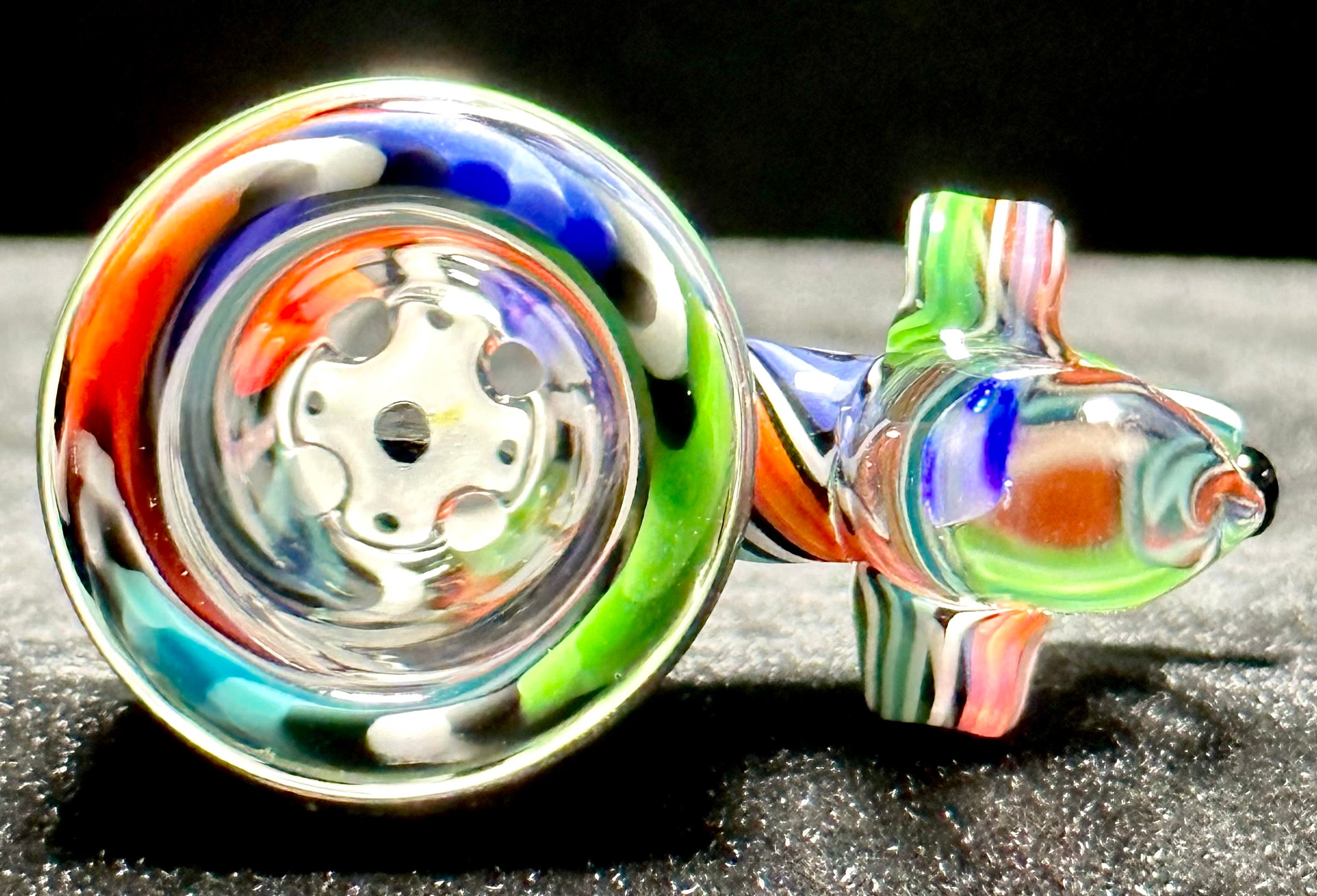 Dippy Glass 18mm Green, Blue & Red Swirl Nana Slide
