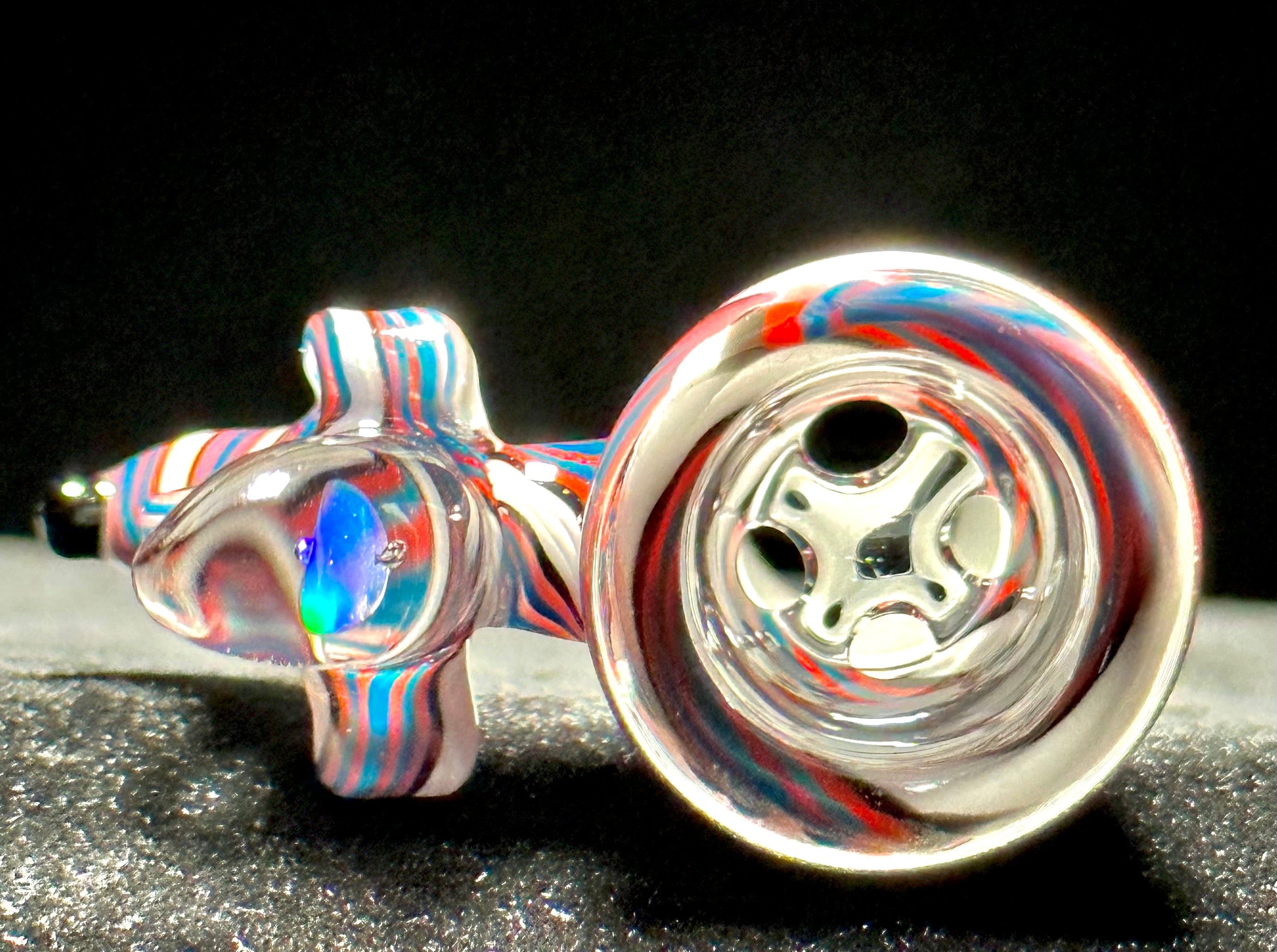 Dippy Glass 18mm Red & Blue Swirl Nana Slide