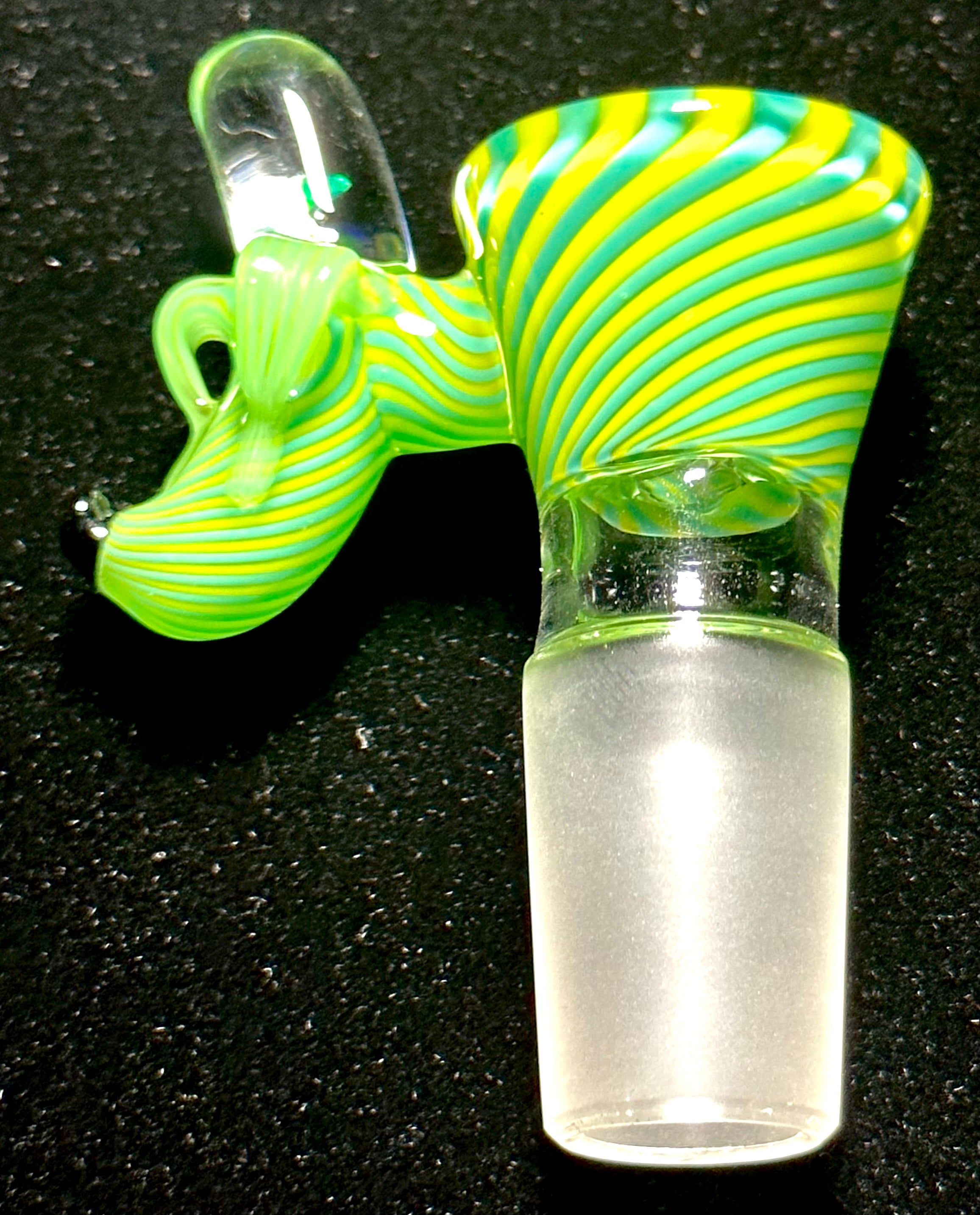 Dippy Glass 18mm Green & Yellow Swirl Nana Slide & Matching Dry Catch