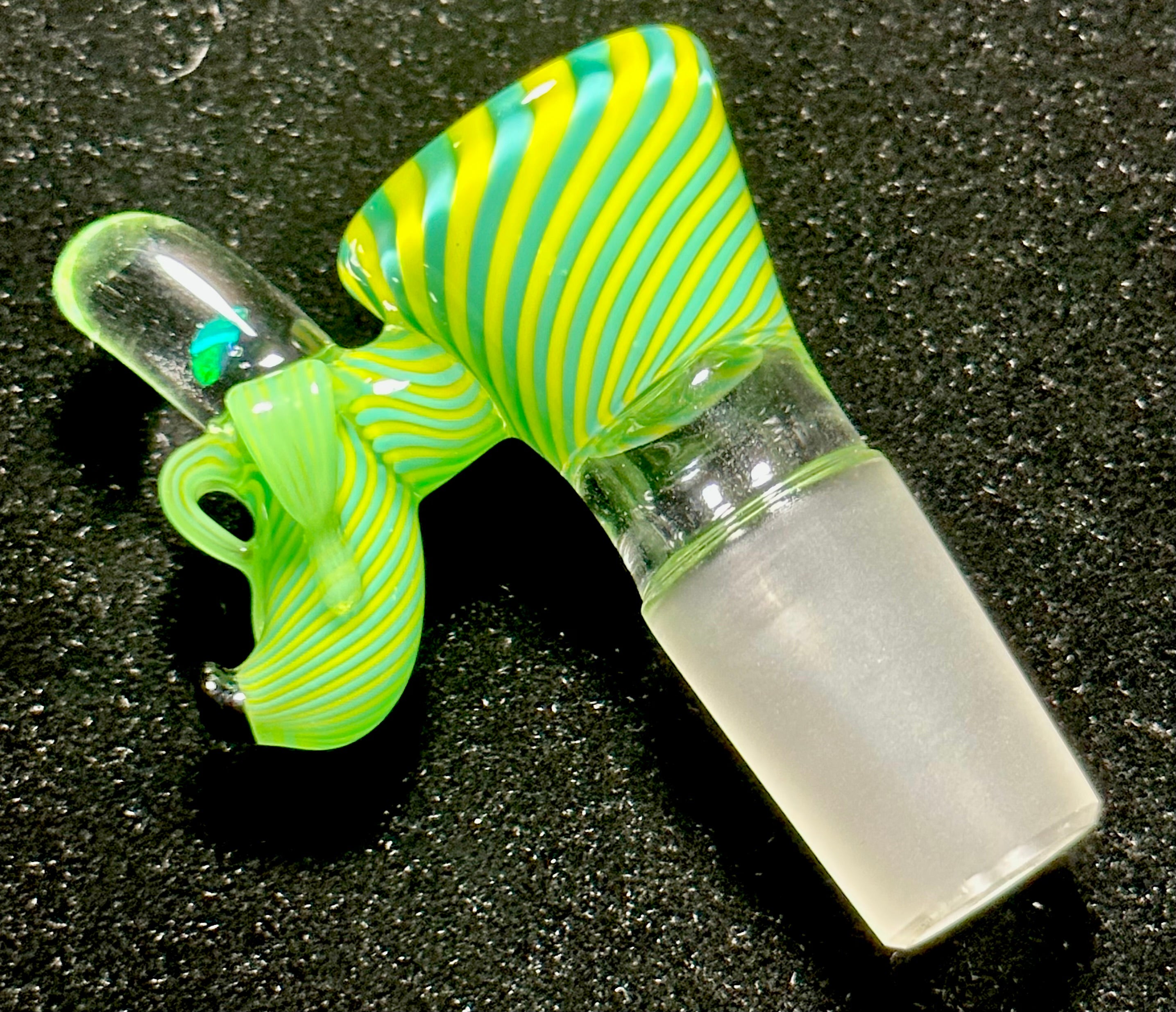 Dippy Glass 18mm Green & Yellow Swirl Nana Slide & Matching Dry Catch