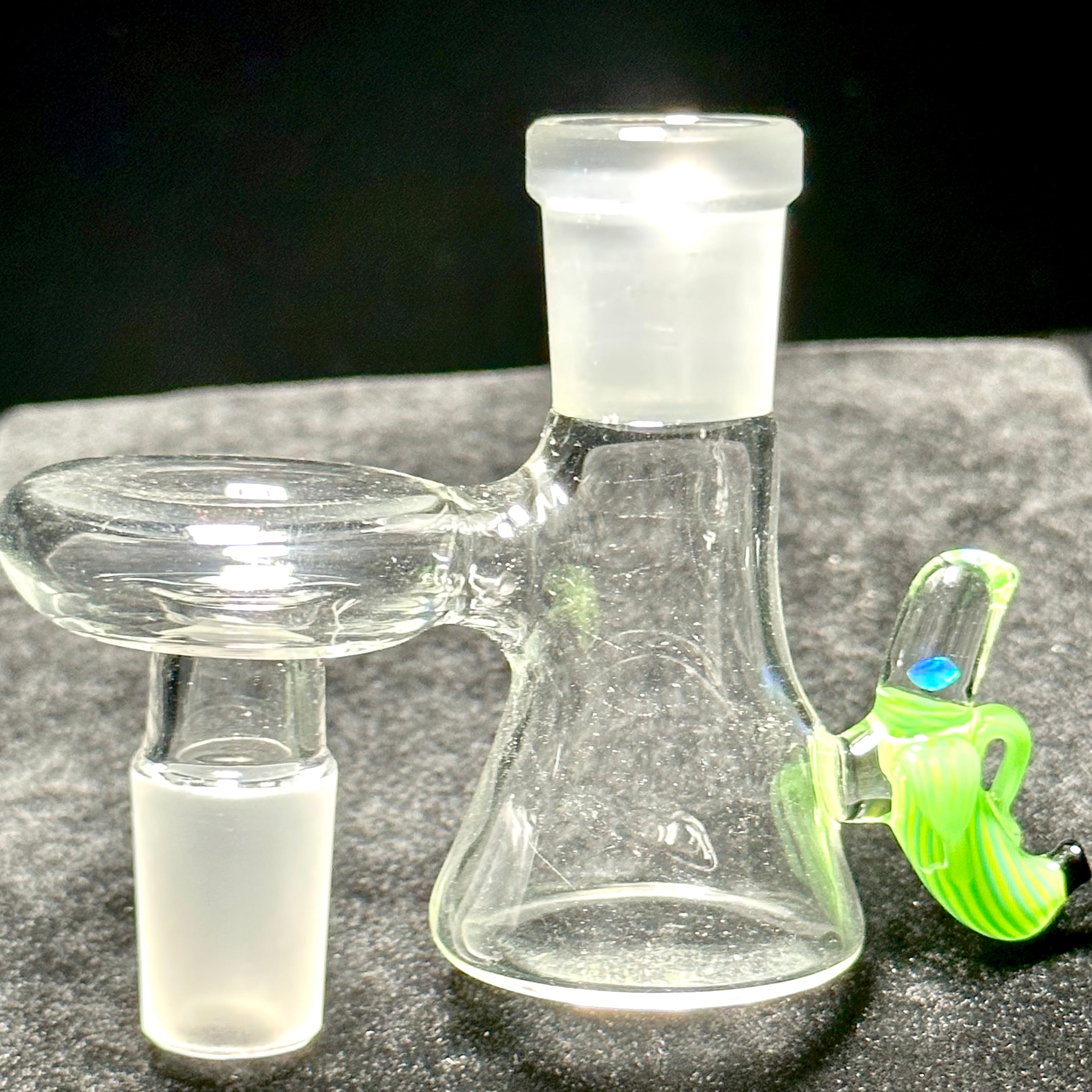 Dippy Glass 18mm Green & Yellow Swirl Nana Slide & Matching Dry Catch