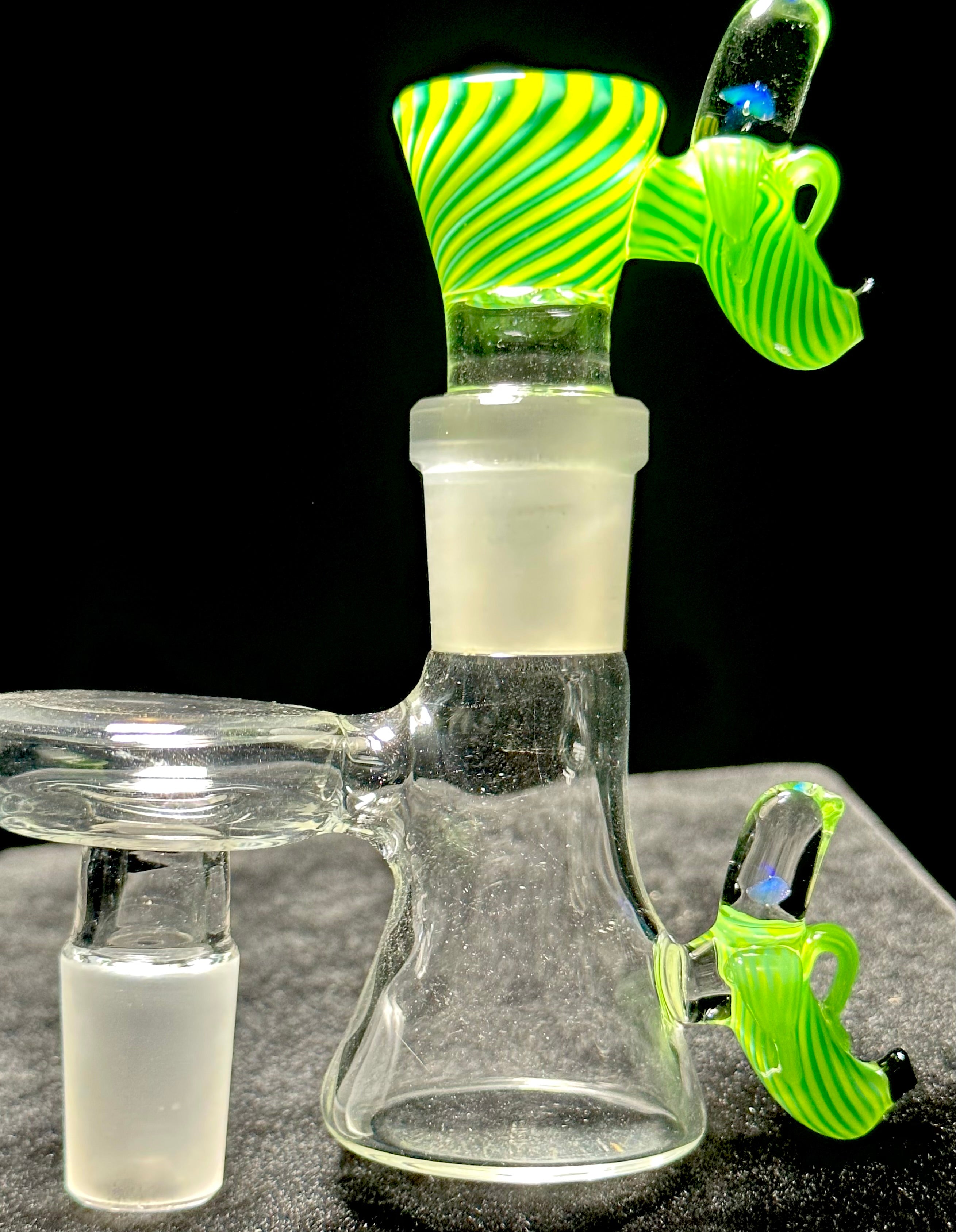 Dippy Glass 18mm Green & Yellow Swirl Nana Slide & Matching Dry Catch