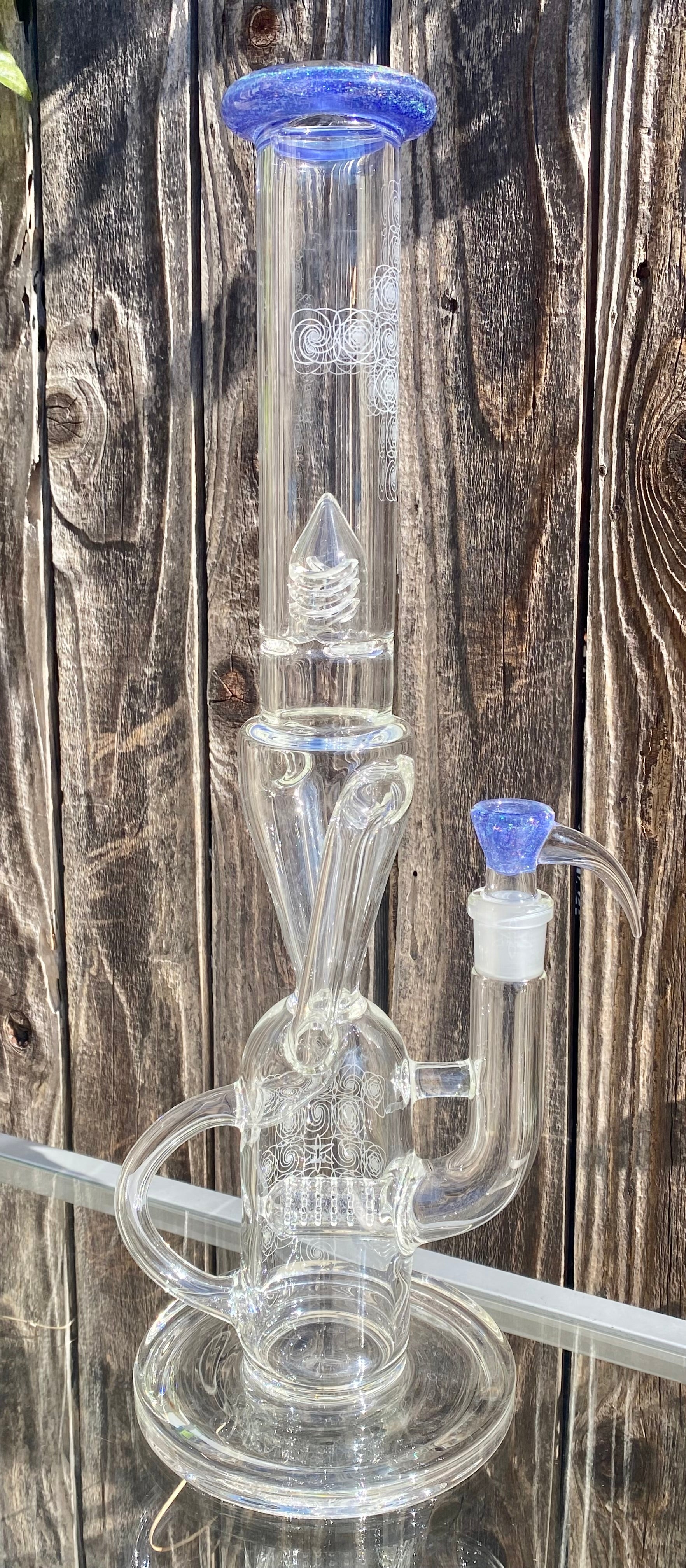 ILL Glass SSK V2 w/ Blue Satin & Crushed Opal Lip & Bowl Plus Blasting