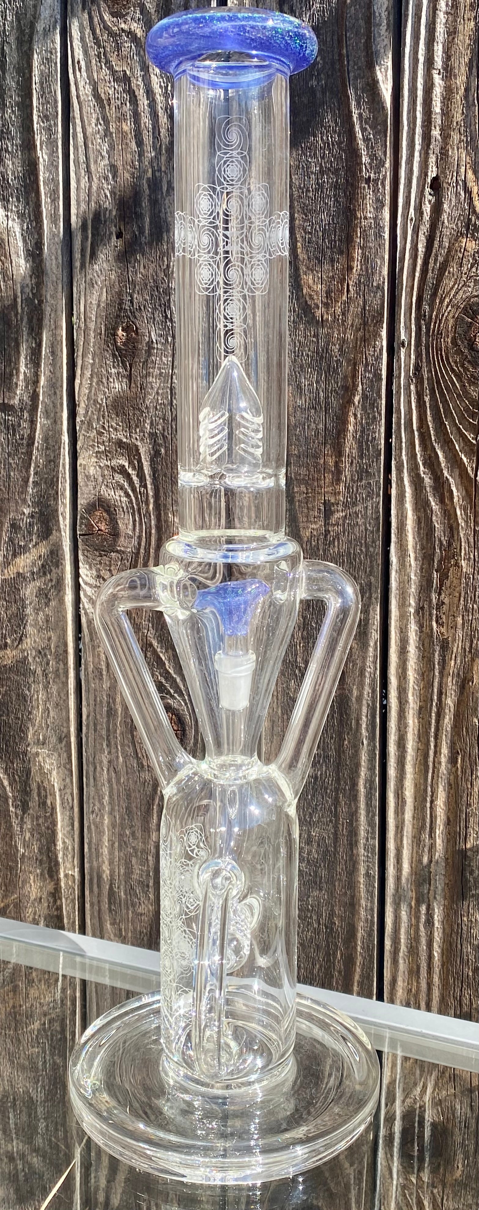ILL Glass SSK V2 w/ Blue Satin & Crushed Opal Lip & Bowl Plus Blasting