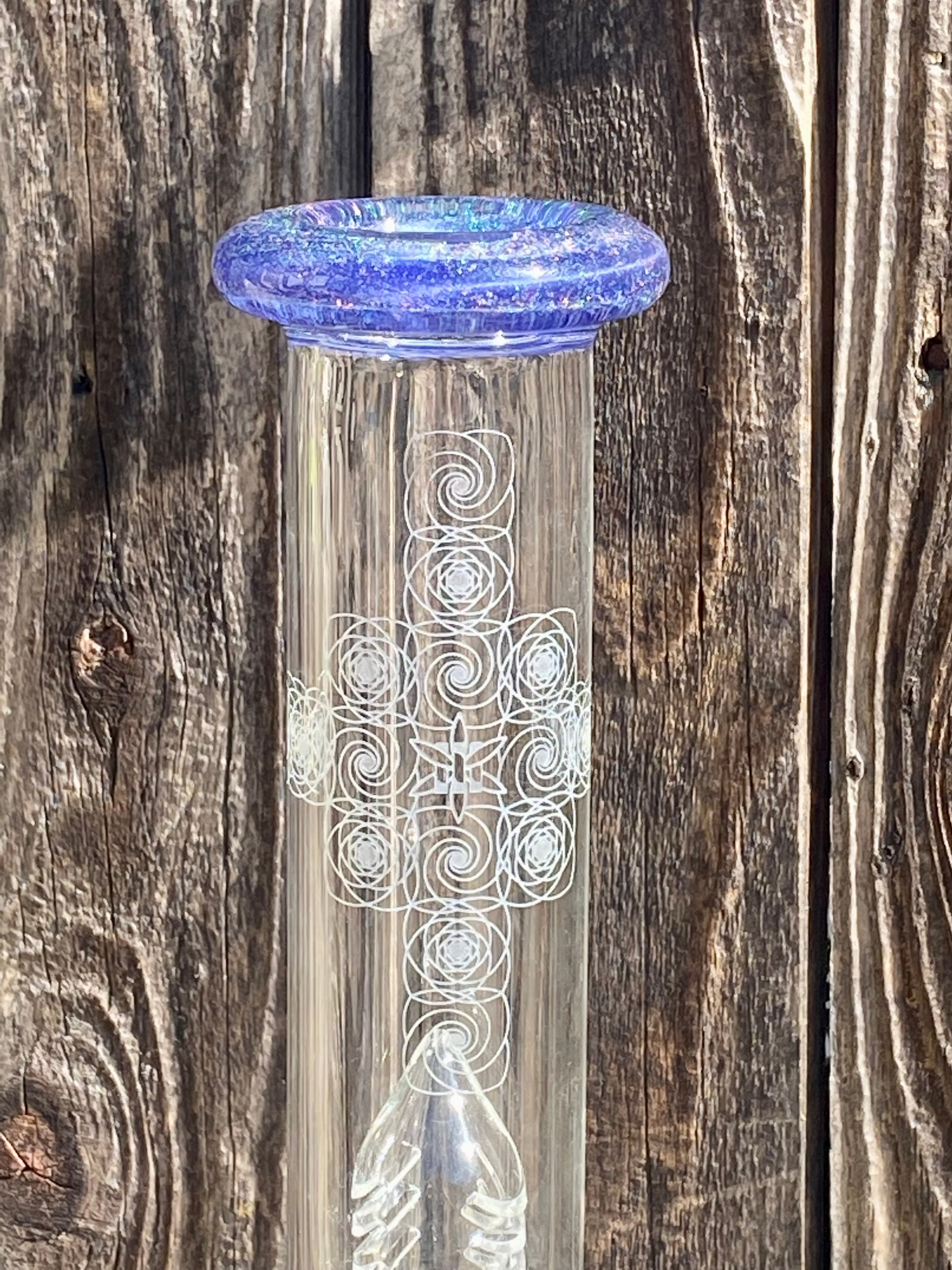 ILL Glass SSK V2 w/ Blue Satin & Crushed Opal Lip & Bowl Plus Blasting
